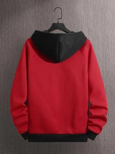 Premium Quality Red & <b>Black</b> Solid Pullover Men's Hoodies Winter Season Soft Cotton Fleece Oversized <b>Hoodie</b> For Men - Product Image 4
