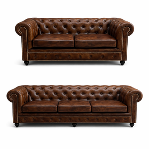 Sofá Chesterfield de Cuero Buffalo |   Asientos para Apartamentos de Hotel de Lujo Industriales |   Muebles B2B de Estilo Premium Hechos a Mano con Técnica Tufted Vintage - Product Image 3