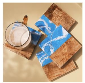 Top qualité carré rond époxy bois résine caboteur rond fait à la main en bois résine tasse à thé sous-verres - Product Image 3