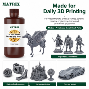 เรซินมาตรฐานจากพืช MATRIX 1000 กรัม สีเทา ความแม่นยำสูง 405 นาโนเมตร สำหรับการพิมพ์ 3 มิติ ด้วยแสงยูวี - Product Image 2