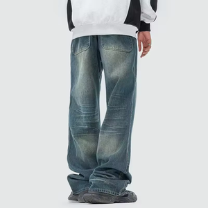 กางเกงยีนส์ขาบานสไตล์วินเทจสำหรับผู้ชายและผู้หญิงแบบปักสำหรับฤดูใบไม้ผลิฤดูหนาว - Product Image 4