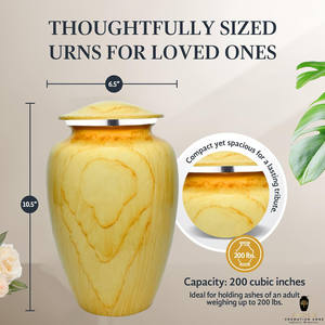 โกศหินอ่อนสีเหลืองลายพิมพ์สไตล์ยุโรปสำหรับบรรจุอัฐิคน ทนทาน คุณภาพพรีเมียม เป็นมิตรกับสิ่งแวดล้อม และปรับแต่งได้ - Product Image 5