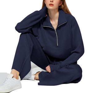 Chándal de mujer, conjunto de chándal de lana de algodón con cremallera ligera, rompevientos personalizado, ropa de salón, chándales para mujer 2025 - Product Image 6