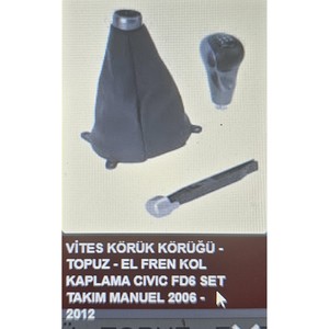 For Honda Civic 06-11 Sedan <b>Gear</b> Shift Boot <b>Knob</b> Handbrake Button Aluminum and ABS Material 5 Speed Automatic - Product Image 1