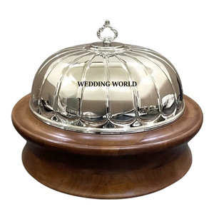 Nueva llegada de lujo calentador de alimentos diseño personalizado forma redonda cazuela de metal y madera para venta al por mayor Hotpot - Product Image 1