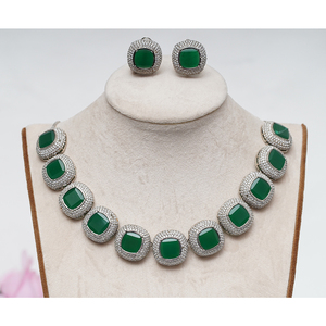 Handmade 24 Carat Rắn Vàng Mạ Cô Dâu Vòng Cổ Bông Tai Set Bạc Hà Màu Xanh Lá Cây Rõ Ràng Zircon Stones Cho Đám Cưới Bên Hồi giáo - Product Image 1