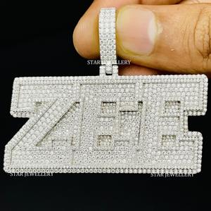 Colgante de letra personalizado de color Iced Out VVS Moissanite D, colgante de plata Hip Hop VVS Moissanite, colgante personalizado VVS Moissanite - Product Image 4