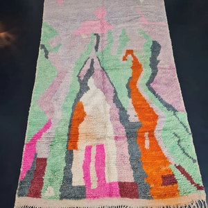 Handmade boujaad Thảm đích thực Ma-rốc ánh sáng màu tím và màu xanh lá cây cừu len trừu tượng <span class=keywords><strong>berber</strong></span> thảm từ nhà cung cấp tốt nhất - Product Image 1