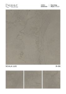 Carreau de porcelaine mat élégant de 600x600mm avec installation adhésive rustique durable de conception sculptée pour le plancher de mur pour la chambre d'appartement - Product Image 2