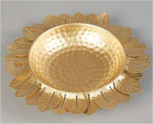 Bol de service en laiton de conception de feuille unique pour la table et la vaisselle de restaurant d'hôtel à la maison bol de service de nourriture de forme ronde de couleur dorée - Product Image 3