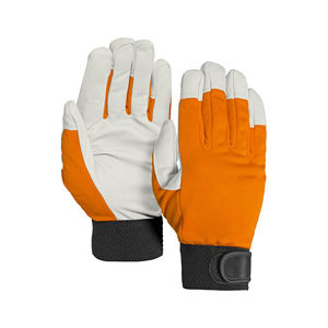 Gants de tronçonneuse en cuir de vachette de haute qualité Gants de construction légers et résistants aux chocs - Product Image 1