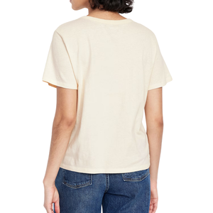 เสื้อยืดสีครีมทรงพอดีตัวสำหรับผู้หญิง เสื้อแขนสั้นคอกลมสีพื้นลำลองสำหรับผู้หญิง - Product Image 2