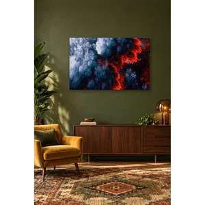 Impression sur toile Fida Magma fractal bleu marine et rouge - Product Image 5