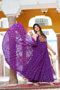 Lehenga choli georgette ดั้งเดิมชุดปาร์ตี้ผ้าฝ้ายไมโครลูกไม้ - Product Image 5