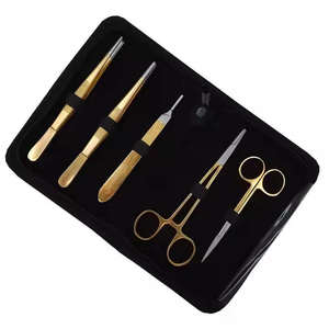 Ensemble de laboratoire de dissection pour étudiants en médecine, enseignement de la biologie, 5 pièces, acier allemand manuel, revêtement couleur or, chirurgical orthopédique, Surgiright - Product Image 1