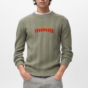 OEM/ODM chandails à col ras du cou et à manches longues pour hommes, vêtements décontractés d'hiver, logo personnalisé, pull tricoté chaud pour hommes - Product Image 4