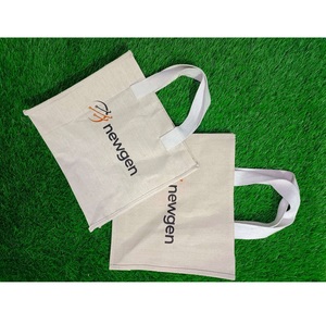 ถุงช้อปปิ้งผ้าฝ้ายและริบบิ้นโพลีเอสเตอร์พร้อมกระเป๋าด้านนอกสีธรรมชาติถุงของขวัญผ้าใบ - Product Image 3