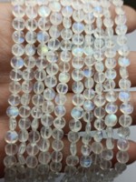 Haute qualité qualité blanc naturel arc-en-ciel pierre de lune facettes pièces perles 4-5mm taille authentique fabrication de bijoux prêt à porter femmes