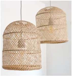 Modern Eco-Friendly Standing Type Bamboo Pendant Light Warm Vintage Style Double Tiers Hanging <b>Lampshade</b> for <b>Living</b> <b>Room</b> Decor - Product Image 1