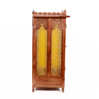 Temple domestique en bois massif, Mandir en bois fait main, élégant meuble de prière hindou avec finition brun, pour salon KA837