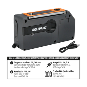 Torcia LED Solare di Emergenza con Radio, Alimentazione a Batteria, Ricarica Manuale a Dinamo - Product Image 4
