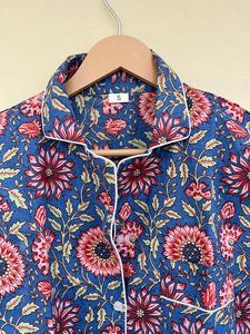 Pijama indio hecho a mano 100% algodón popelina ropa de dormir de lujo elegante estampado Floral Casual manga larga pijamas vacaciones de verano primavera - Product Image 3