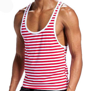 Gimnasio Fitness sin mangas de secado rápido chaleco para correr camisetas sin mangas para hombres diseño a rayas de algodón de alta calidad estilo de calle alta camisetas sin mangas para hombres - Product Image 3