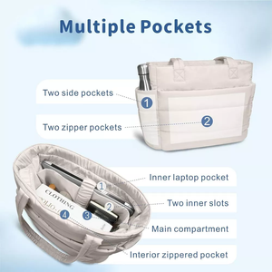 Borsa Tote Trapuntata Leggera da Donna, Borsa <span class=keywords><strong>a</strong></span> Spalla Imbottita per Lavoro, Viaggi e Palestra - Product Image 5