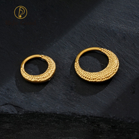Titane Martelé Texturé Septum Clicker 16G Articulé Segment Punk Piercing Helix Boucle D'oreille Nez Hoop Bijoux