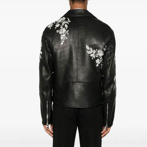 Logo personnalisé hiver style de rue en gros prix veste en cuir pour hommes best-seller hommes élégant brodé veste en cuir - Product Image 3