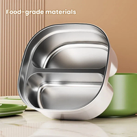 Boîte à lunch en acier inoxydable, récipient alimentaire portable, boîte à bento anti-fuite, boîte de préparation de repas empilable, boîte de rangement alimentaire avec couvercle en PP