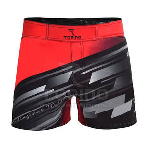 Vente en gros de shorts MMA légers 100% polyester pour hommes, dernier logo personnalisé avec tissu en toile à motif solide - Product Image 2