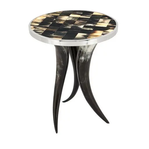 Luxury Ox Horn Made Coffee Table Stylish Buffalo Ox Horn Made Round Square Coffee Dinning Tables Customize Size Cow Horn Table