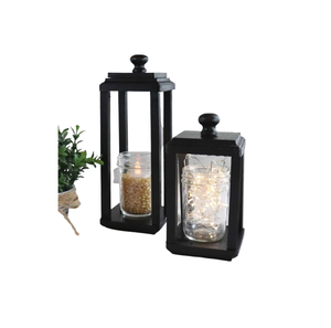 Lanterne en rotin bambou écologique de conception décorative faite à la main avec le verre pour la décoration de jardin à la maison - Product Image 1