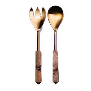 Ensemble élégant de serveurs à salade en acier inoxydable pour cuisine, couverts de service modernes - Product Image 2