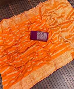 Saree inspiré de la soie avec un design en filet pour les femmes - Product Image 6