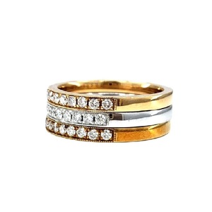 Bijoux sur mesure avec logo, meilleure qualité, or massif 18 carats tricolore, diamant naturel serti pavé, petite alliance classique pour mariage et fête - Product Image 3
