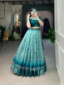 2025 nuevo diseñador de lujo Color verde moda Lehenga Choli Dola seda para Navratri ropa festiva de SHREE INDIAN EXPORTS - Product Image 3