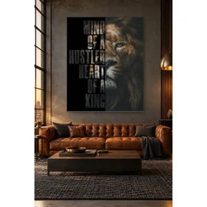 Impression sur toile de Fida Brown Lion et texte « Heart of a King » - Product Image 5