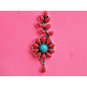 925ต่างหูเงินสเตอร์ลิงทำด้วยมือทันสมัยเครื่องประดับแฟชั่นปะการังเทอร์ควอยซ์ธรรมชาติสำหรับเด็กผู้หญิงผู้หญิงของขวัญ E0236-GS - Product Image 1