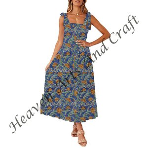 Robe à bretelles spaghetti en coton à imprimé floral pour femmes sur mesure Robe à bretelles spaghetti sans manches pour les mariages Revente - Product Image 1