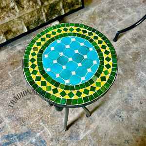 Dazzling <b>Mosaic</b> Side Table: Iridescent <b>Art</b> - Blue Coffee Table - Side Table - Livingroom Decor - Gift - Product Image 1
