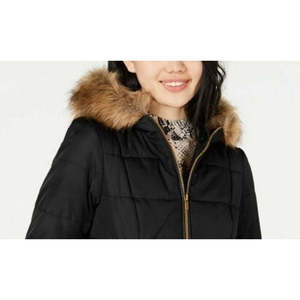 Piumino Junior Rosa Celebrity con Cappuccio Bordato in Pelliccia Sintetica Nero Taglia Extra Small Antivento in Cotone e Cashmere per Inverno Primavera - Product Image 2