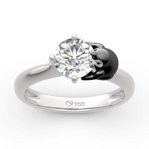 Bague de fiançailles Jeulia Hug Me Keep Your Cool Penguin en argent sterling à coupe ronde - Product Image 3