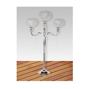 5 Arms Crystal Beaded Decorative Aluminum Metal black powder coated Finishing Candle Stand For Hotel Or Restaurant Decoration - Product Image 5