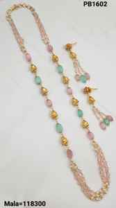 Indian Fancy Traditional Motipearl& Kundan Long Mala Gold Tone Kundan <b>Pearl</b> Long Necklace With Matching Earring Set Women - Product Image 2