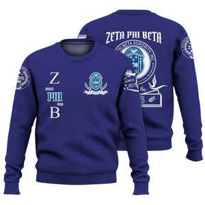 Sudadera con cuello redondo Zeta Phi Beta azul 1920 para mujer, con letras griegas bordadas - Product Image 3