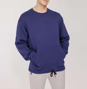 Custom logo Luxury Oversized Sweatshirts Adult Soft Crewneck Ribbed Sweatshirt Fashion <b>Plain</b> <b>Black</b> Wholesale - Product Image 3