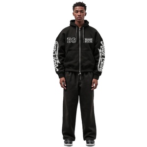2026 <b>Top</b> Winter Outdoor Windproof Eco-Friendly Plus Size Solid Long Sleeve Zipper Hoodie & Flared Sweat Pants Two-Piece Set - Product Image 1