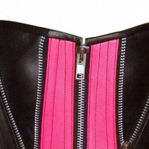 ชุดคอร์เซ็ทกระชับสัดส่วนหนังสีชมพูสีดำมีซิปด้านหน้าสำหรับผู้หญิงชุดรัดเอวกระชับสัดส่วน - Product Image 6